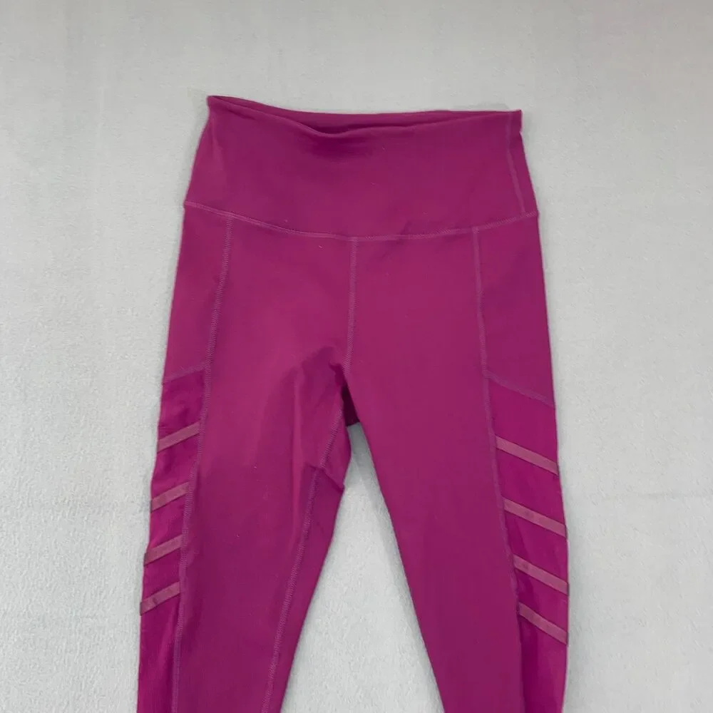 BuffBunny Gym Leggins Womens Size Small Side Mesh Panel Pink Yoga High Waist